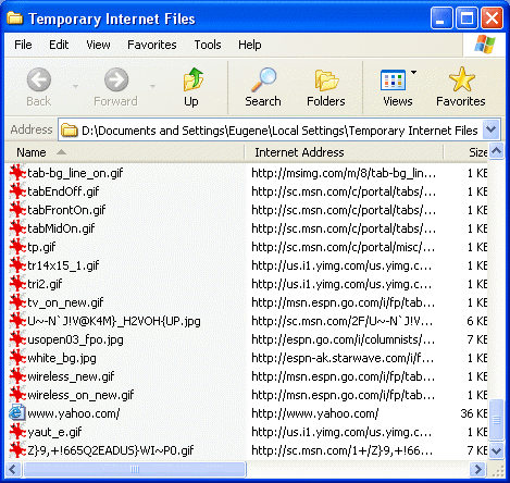 Temporary Internet Files (index.dat)